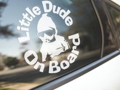 Little Dude on Board Baby in Car Vinyl Car Truck Decal Window Sticker Auto Décor