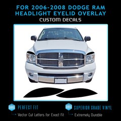 For 2006-2008 Dodge Ram Headlight Eyelid Graphic Decals – Flat Matte Vinyl