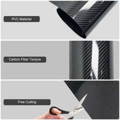 6D Gloss Black Carbon Fiber Vinyl Wrap Waterproof PVC Car Interior Exterior Film
