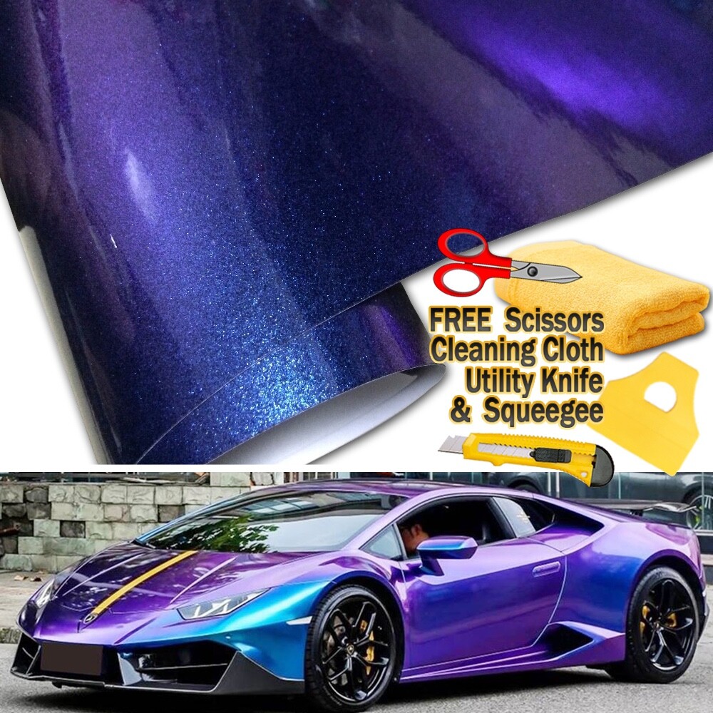 60″ x 60″ Gloss Metallic Chameleon Purple Blue Vinyl Film Wrap Air Bubble Free