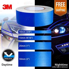 3/8″ 9/16″ 1″ 2″ Waterproof REFLECTIVE Self-Adhesive 3M Vinyl Tape Stickers BLUE