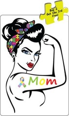 Autism Awareness Mom Power Autism Mom Decal Sticker 5.0 x 3.38″ p432