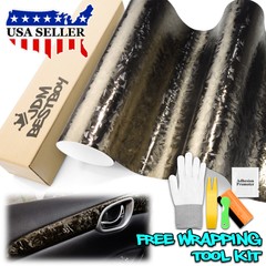 24K Chopped Forged Carbon Fiber Titanium Black Vinyl Wrap Sticker Decal Sheet