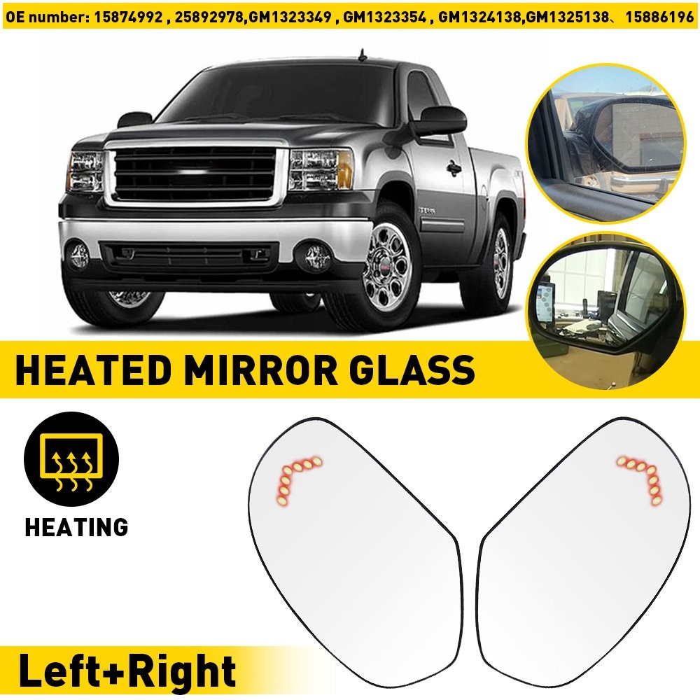 1/2Pair MIRROR TURN WITH HEATED SIGNAL LEFT RIGHT & SIDE FIT FOR CHEVY GMC CADIL