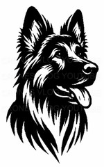 German Shepherd Dog Head GSD Bust window DECAL/STICKER 8” White