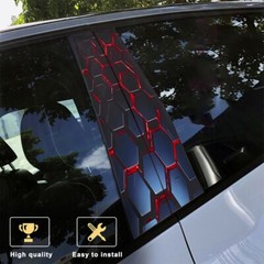 2x Red&Black Honeycomb Car Stickers B Pillar Waterproof Center Column Decal
