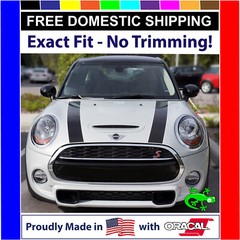 Black with Custom Color Border Hood Stripes for your Mini Cooper 2014 – 2024
