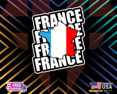 FRANCE COUNTRY FLAG,DECAL, LAMINATED 6 YR VINYL (FREE GIFT) TRUCK, CAR, WALL ETC