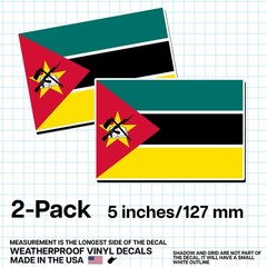 Mozambique Flag Sticker 5″ 2-Pack – MZ Decal – Mozambican Pride Vinyl
