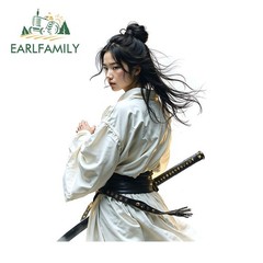 EARLFAMILY Samurai Female Graffiti Car Stickers Creative Windows Bumper Decal