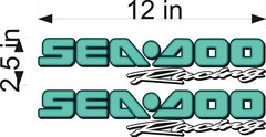 SEA-DOO Racing / PAIR / 12″ AQUA Vinyl Personal Watercraft Vehicle Decals
