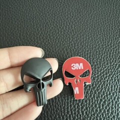 2X Car Metal 3D Skull Emblem Rear Trunk Badge Decal Sticker Motorcycle Fuel Tank