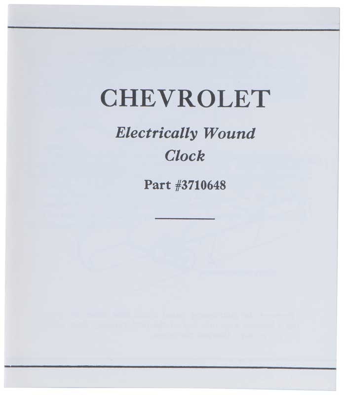 1958-62 Chevrolet Electric Clock Instruction Folder (OE#3710648)