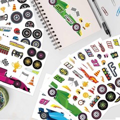 24 Sheets of Creative Race Car Stickers – Waterproof Fun for Parties & Crafts
