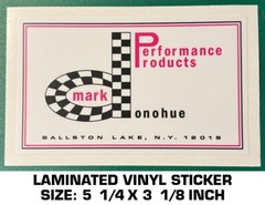 MARK DONOHUE PERFORMANCE PRODUCTS – VINYL DECAL STICKER – VINTAGE RACING – SCCA