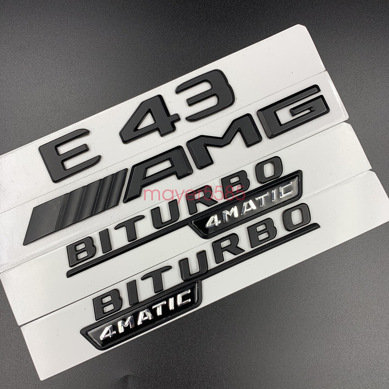 Matte black E43 AMG BITURBO 4MATIC Trunk Emblem Badge Sticker For Mercedes Benz