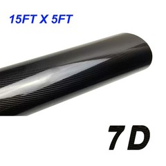 240″x60″ High Gloss 7D Black Carbon Fiber Vinyl Wrap Air Bubble Free 20FTX5FT
