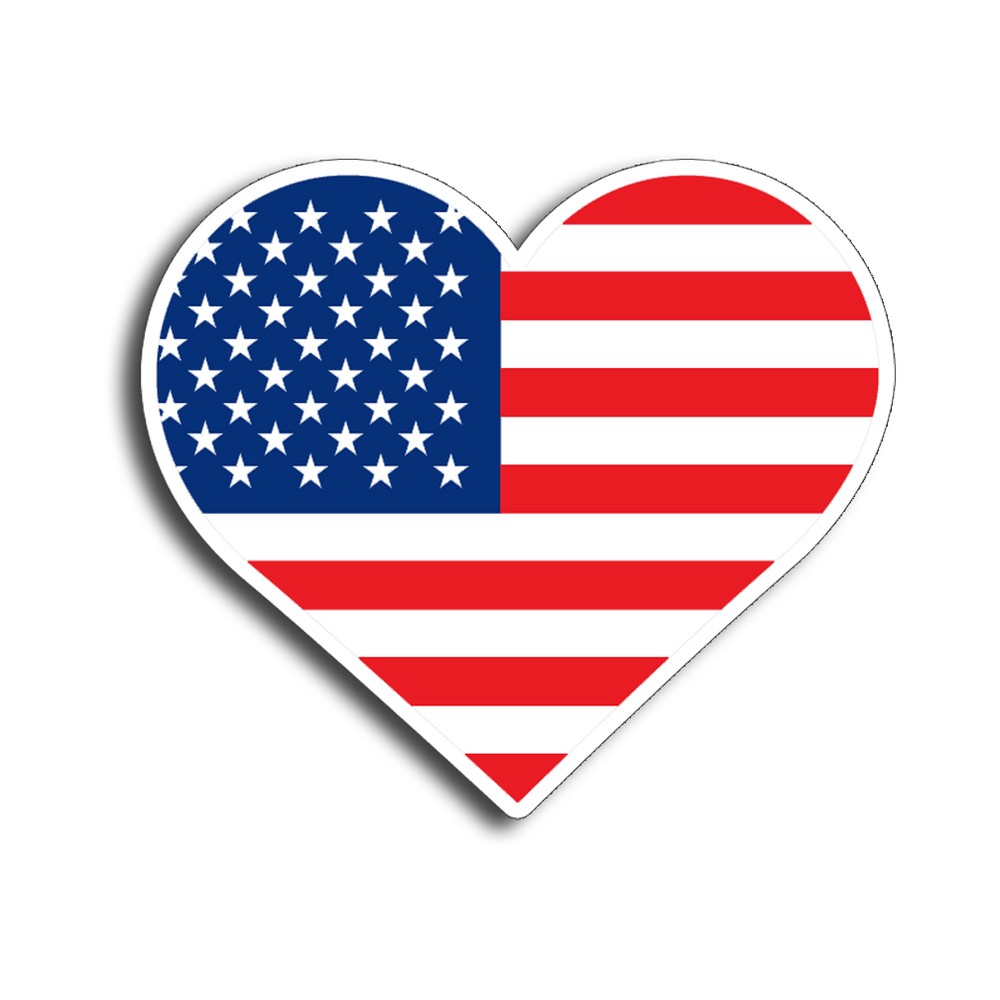 Heart USA Flag Sticker United States America US Star Stripe Door 4″ Vinyl Decal
