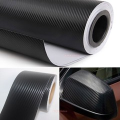 3D Black Sheet Car PVC Grain Carbon Fiber Vinyl Tape Wrap Sticker Decors Strips