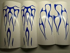 Set of Universal Flame Motorcycle 13″x6″ x2 Gas Tank and 14″x6″ x2 Fender Decals