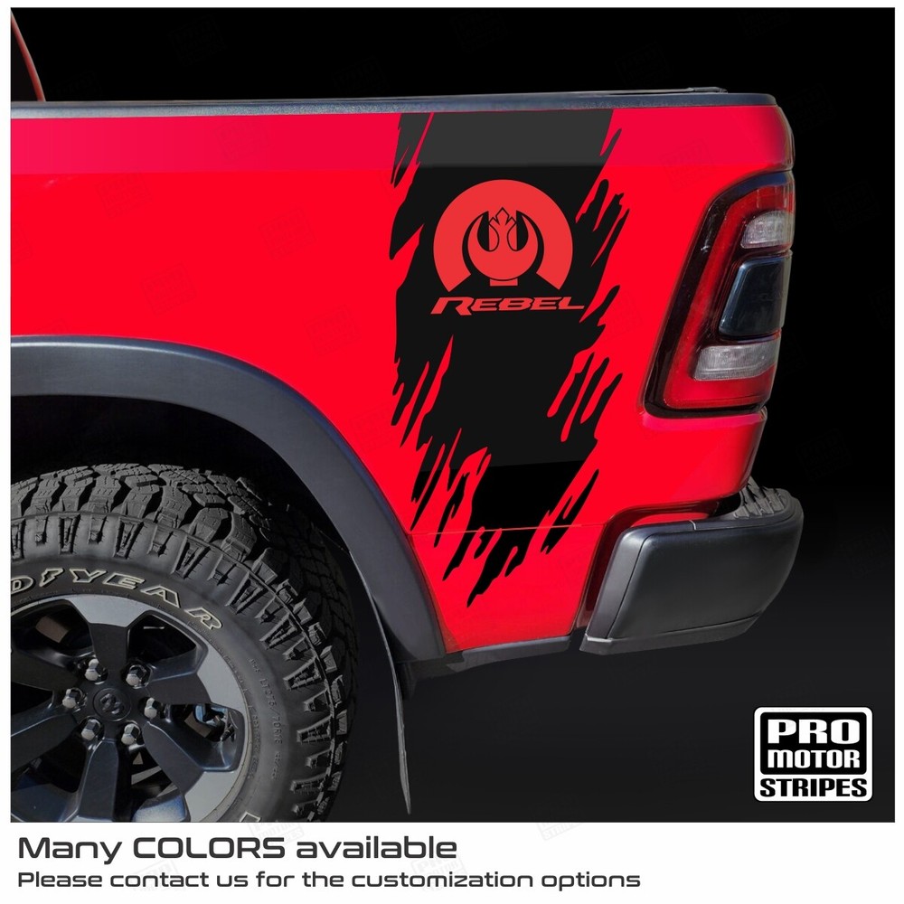 Dodge RAM 1500 Rebel 2019-2023 Bed Tailband Ripped Banner Stripes (Choose Color)