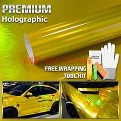 Holographic Yellow Rainbow Neo Chrome Car Vinyl Wrap Bubble Free Sticker Film