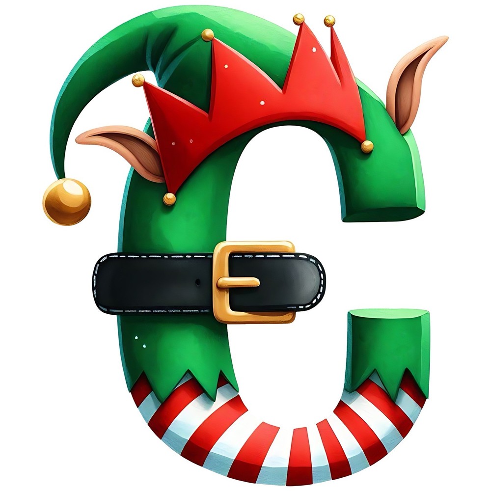 Letter C Phone Sticker (2 Inch) Christmas Holiday Elf Hat Belt Snow Flake !