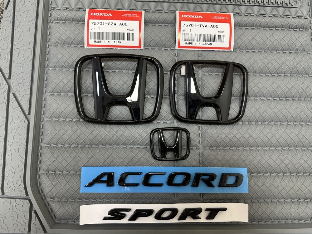 5pcs SPORT Letter Nameplate Front Rear Wheel Emblem Black For Accord 2018-2022