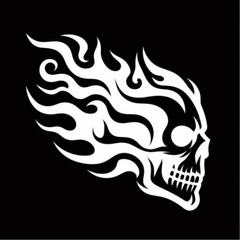 Evil Fire Skull Flames Death Head Die Cut Vinyl Sticker Decal Left Right or Pair