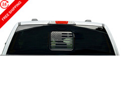 Truck Rear Middle Window Perforated American Flag 13.5″ x 8.75″, Matte Black