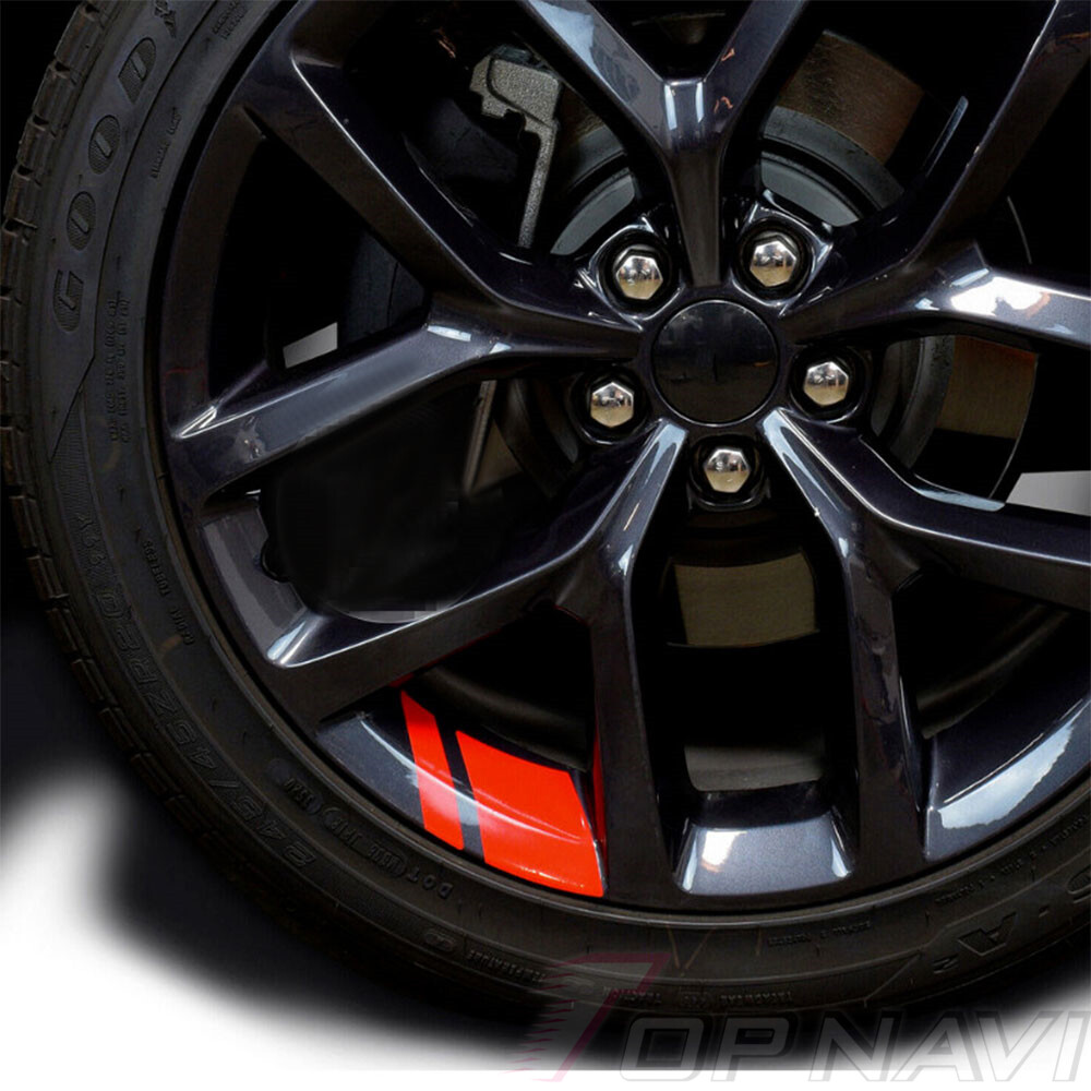 6 PCS Reflective Car Wheel Sticker Accessories Red Car Body Moldings for 18″-21″