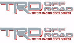 TRD OFF ROAD Silver Red Decals Vinyl Stickers Toyota Lettering Trucks