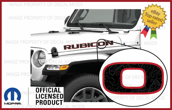 07 – 18 Jeep JK RUBICON Hood Decals Stickers Map Hiking Topo red black FJ3H9