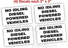 NO IDLING 4qty ea. 2×3 DECAL STICKER UV EXTERIOR or INTERIOR Use Black on White