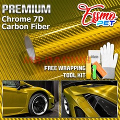 ESSMO PET Chrome 7D Carbon Fiber Gold Vinyl Wrap Film Decal Sticker Air Release