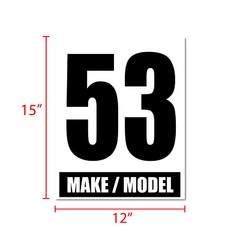 White Number Letter Model Sticker Glossy Matte Magnet Custom x2 Autocross Track