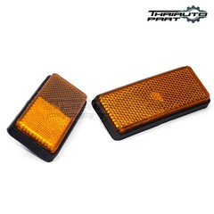 2x Front Fork Leg Amber Reflective Reflector Bolt On Side Marker Rectangle