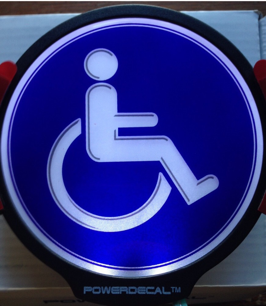 Handicap(Blue)Light Up Decal Powerdecal Backlit LED Motion Sensing Auto Decal