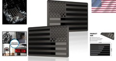Weatherproof Matte Black American Flag Emblem Decal Set – Durable 2 Count