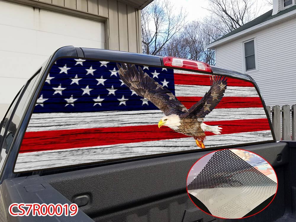 American Flag Pick Up Truck SUV Rear Back Window Graphics Decal Wrap Tint #19
