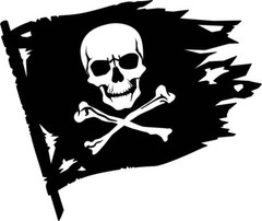 Vinyl Pirate Flag Jolly Roger – Die Cut Decal White-On-Black Sticker 4″-20″