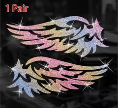 GLITTER BLING SPARKLE SHINY ANGEL WINGS 6” VINYL STICKER DECAL PAIR 2PCS