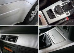 72″ x 60″ Premium Gloss Silver Carbon Fiber 4D Vinyl Film Wrap Air Bubble Free