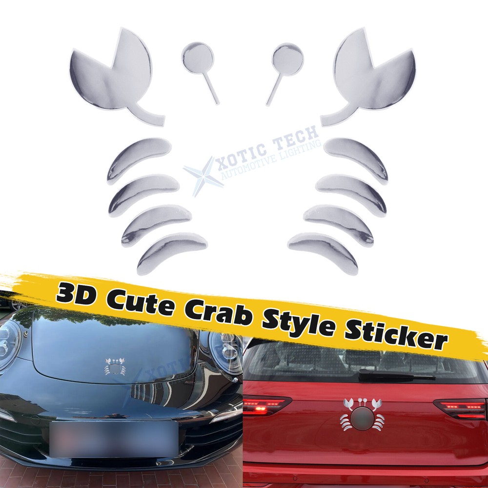 3D Crab Car Logo Stickers Auto Emblem Decal Universal Waterproof Self-Adhesive