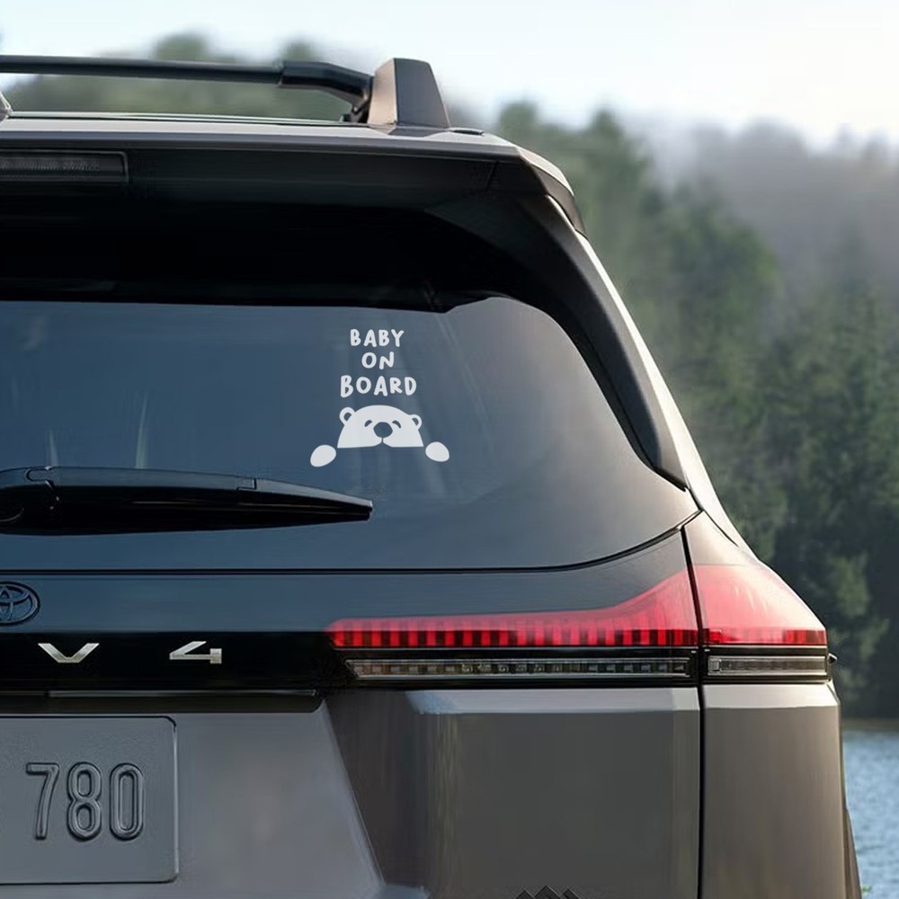 Handmade Baby on Board Bear Car Decal Sticker – Vinyl White Black Yellow