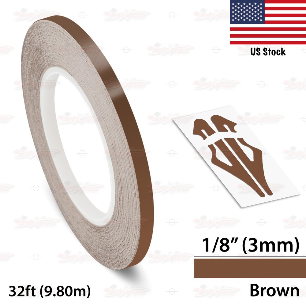 1/8″ Roll Vinyl Pinstriping Pin Stripe Solid Line Tape Decal Sticker 3mm BROWN