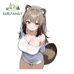 EARLFAMILY 5.1″ Furry Girl Car Stickers Funny Creative Fashionable Decoration