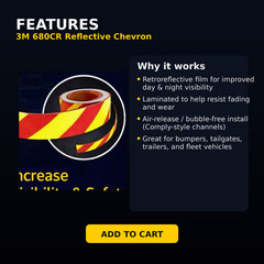 3M 680CR Yellow & Red Reflective Chevron Custom Decal Tape 4″ x 65.75″