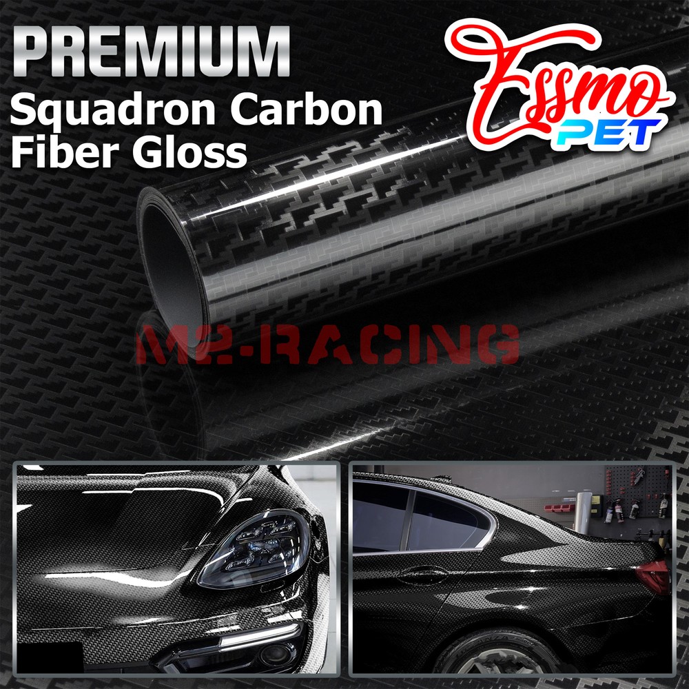 ESSMO PET Squadron Carbon Fiber Gloss Car Vinyl Vehicle Wrap Decal Sticker Sheet