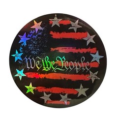 HOLOGRAPHIC METALLIC WE THE PEOPLE USA FLAG 3.15” PVC Vinyl Laser Sticker Decal